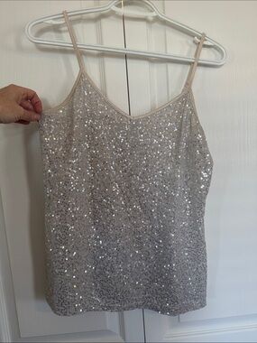 Express Silver Sequin Tank Top